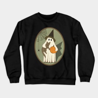 Vintage Ghost with Cat Halloween Graphic Crewneck Sweatshirt